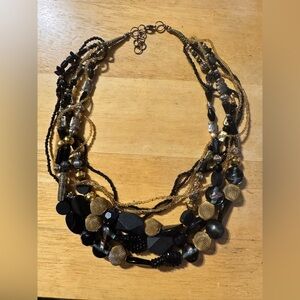 Rhinestone Wood Glass Metal Acrylic Beaded Brass Bronze Gold Tone Necklace